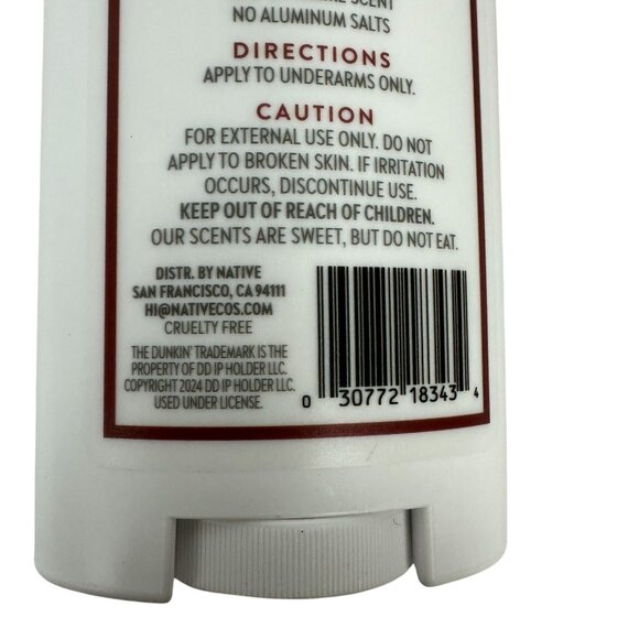 Native Dunkin Boston Kreme Deodorant 2.65 Oz Paraben Free Aluminum Free - Picture 4 of 4